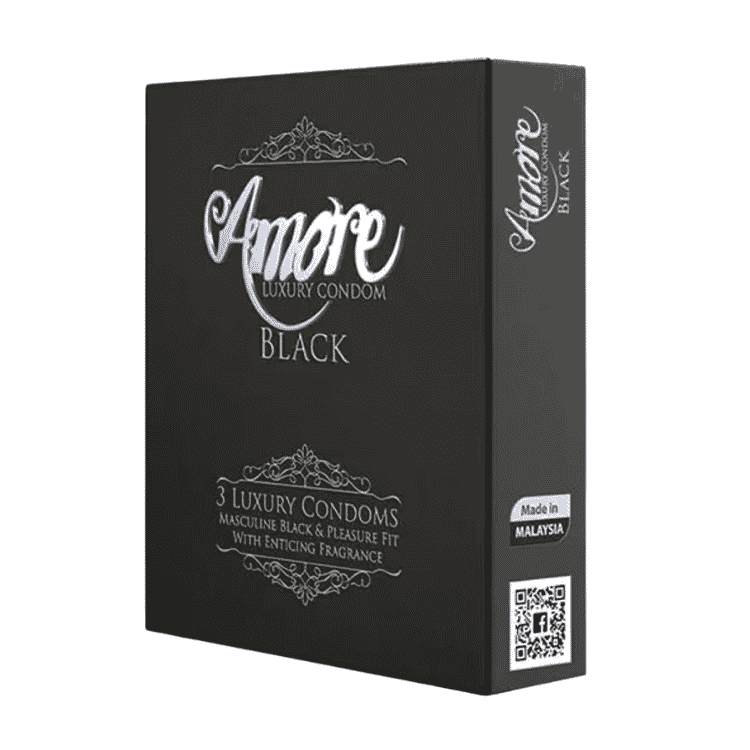 Amore Luxury Black Condom 3's Pack
